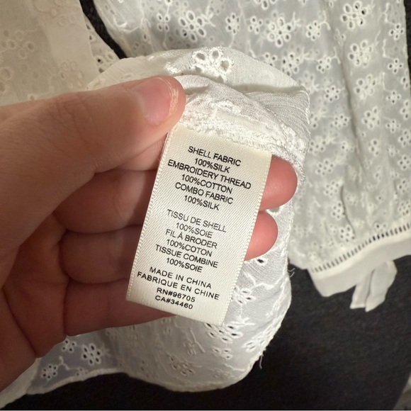 Rebecca Taylor Off White Silk Eyelet Blouse, Women’s 8 - Picture 5 of 8